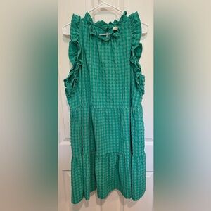Anthropologie Green Ruffled Dress